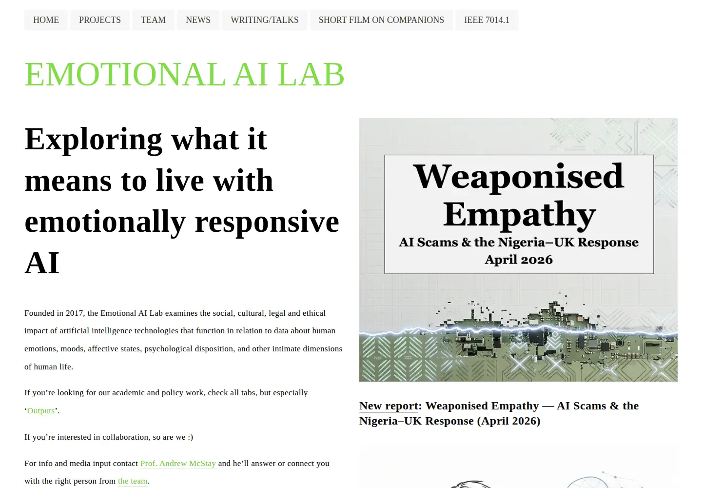 Screenshot of emotionalai.org
