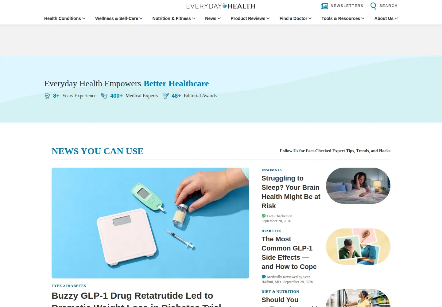 Screenshot of everydayhealth.com
