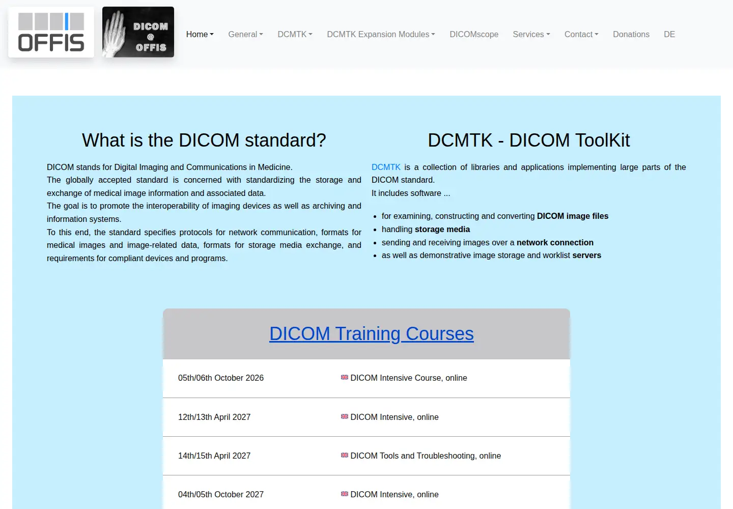Screenshot of dcmtk.org