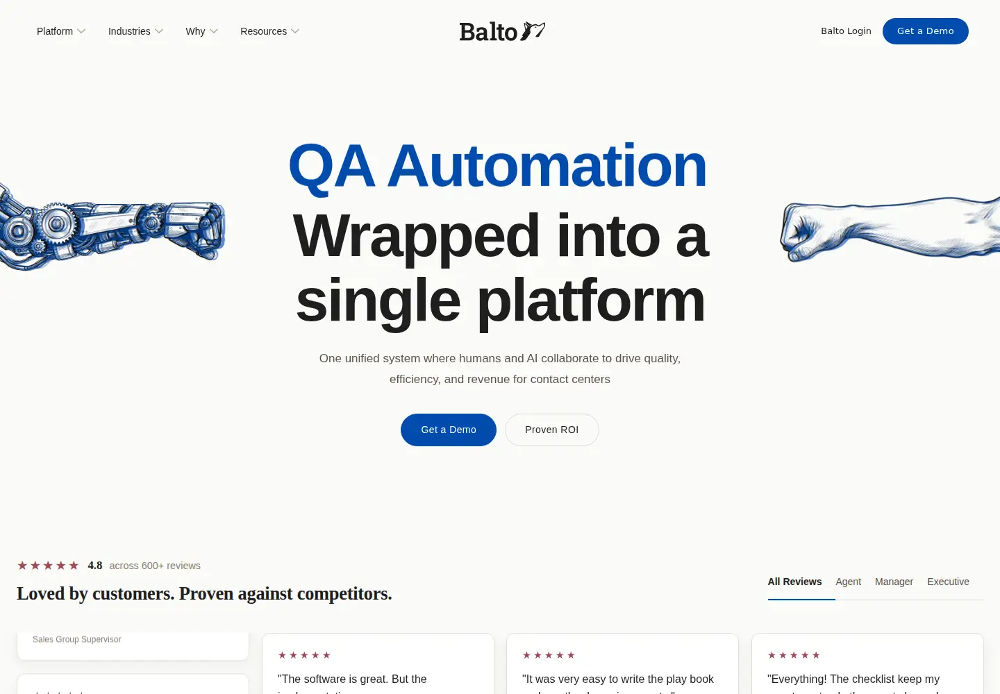 Captured homepage of balto.ai in the current scan