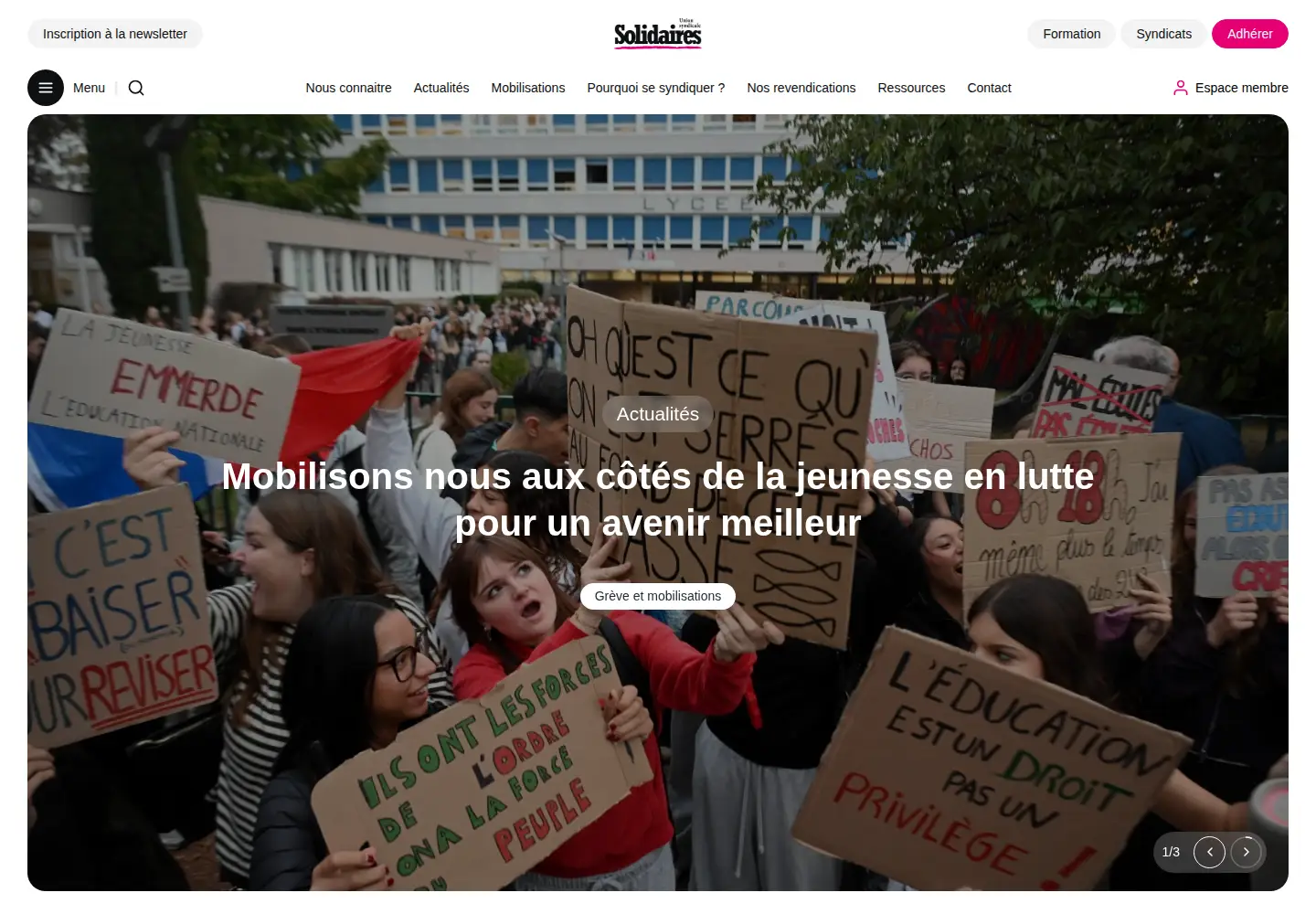 Screenshot of solidaires.org