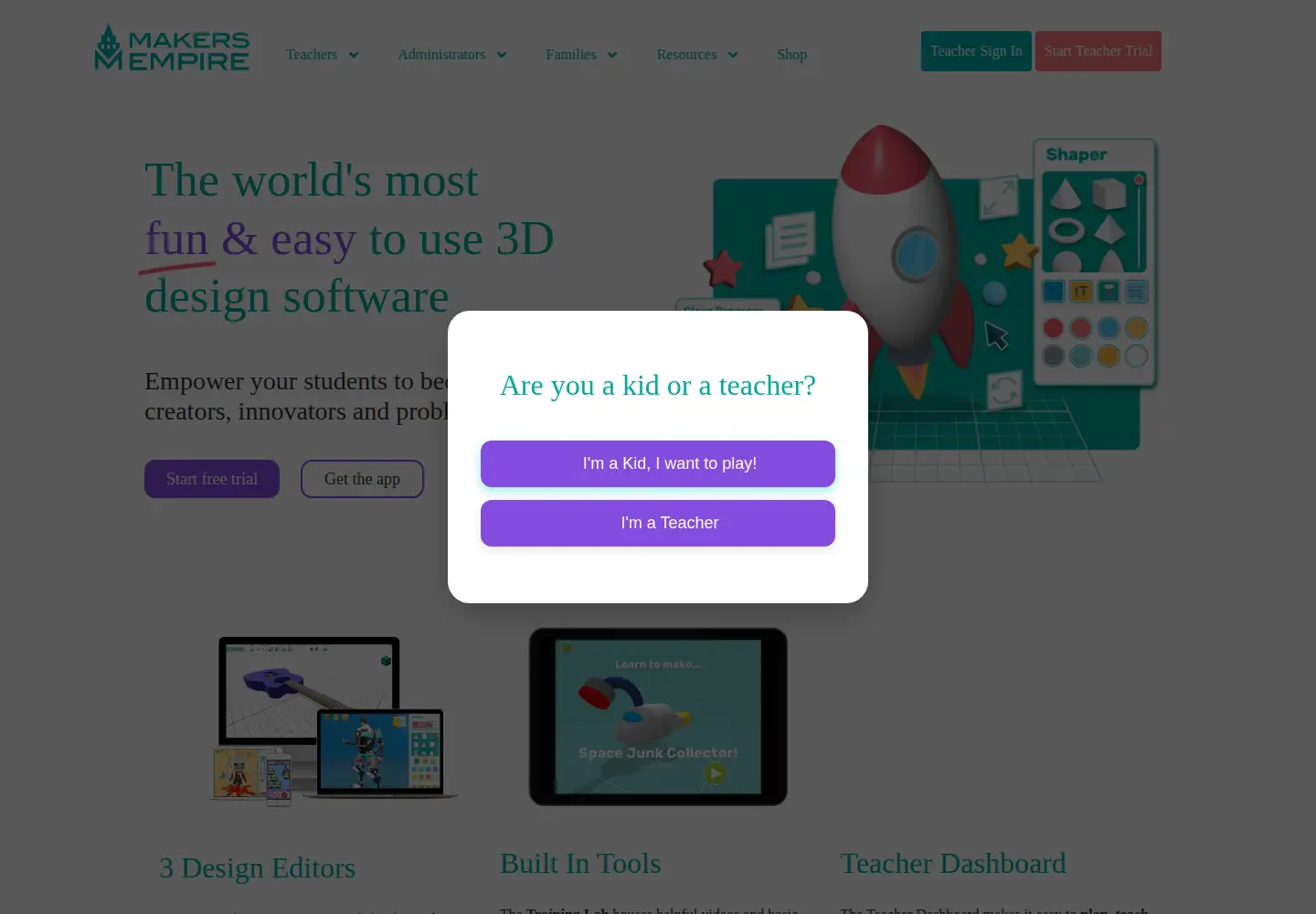 Captured homepage of makersempire.com in the current scan