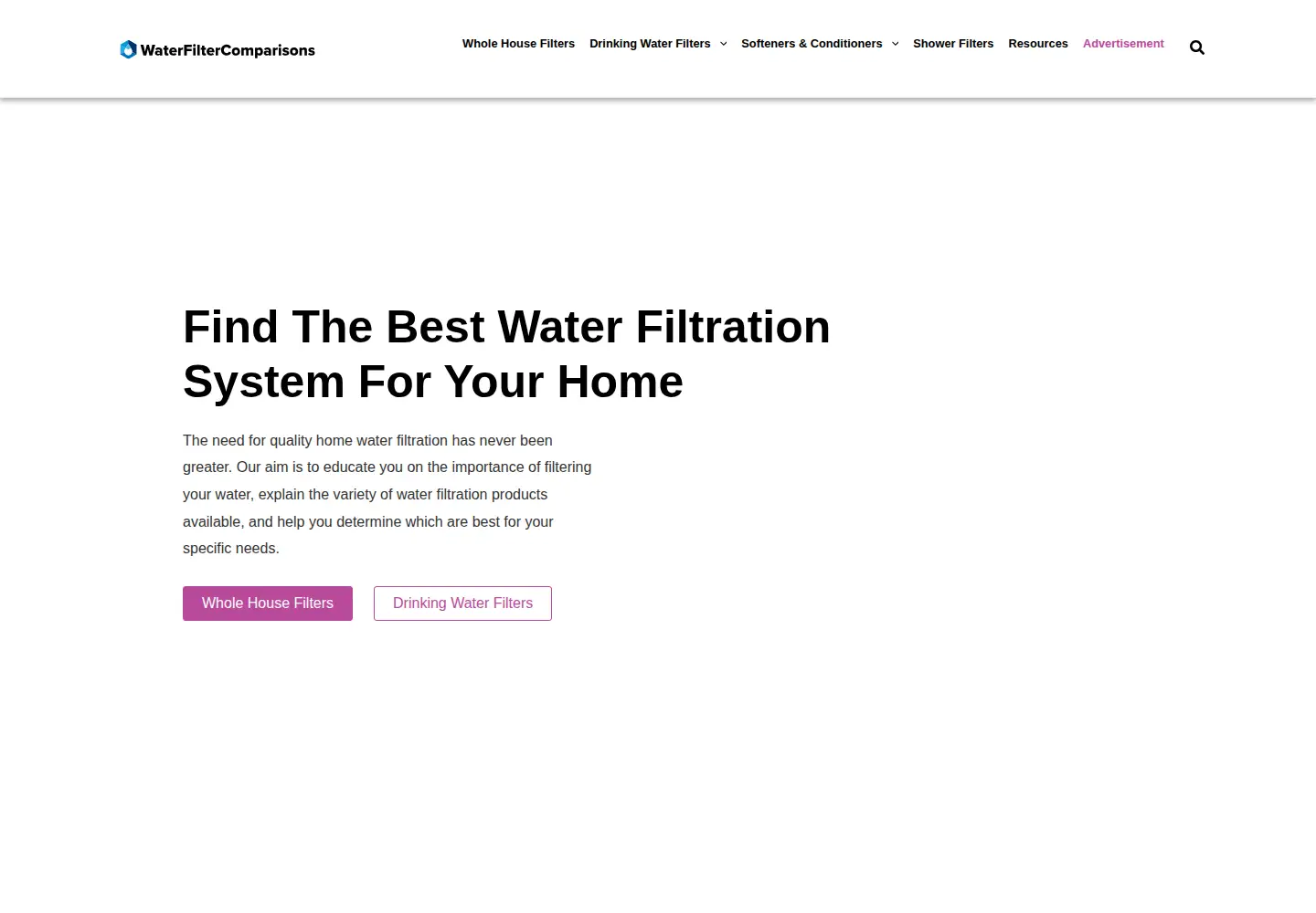 Screenshot of waterfiltercomparisons.com