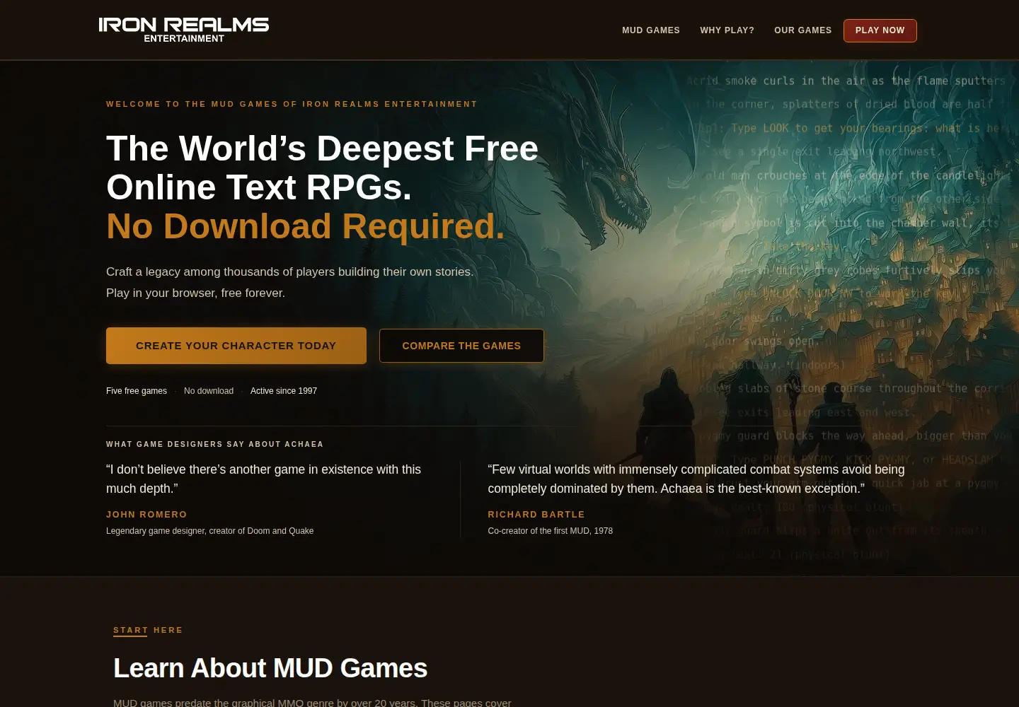 Captured homepage of ironrealms.com in the current scan