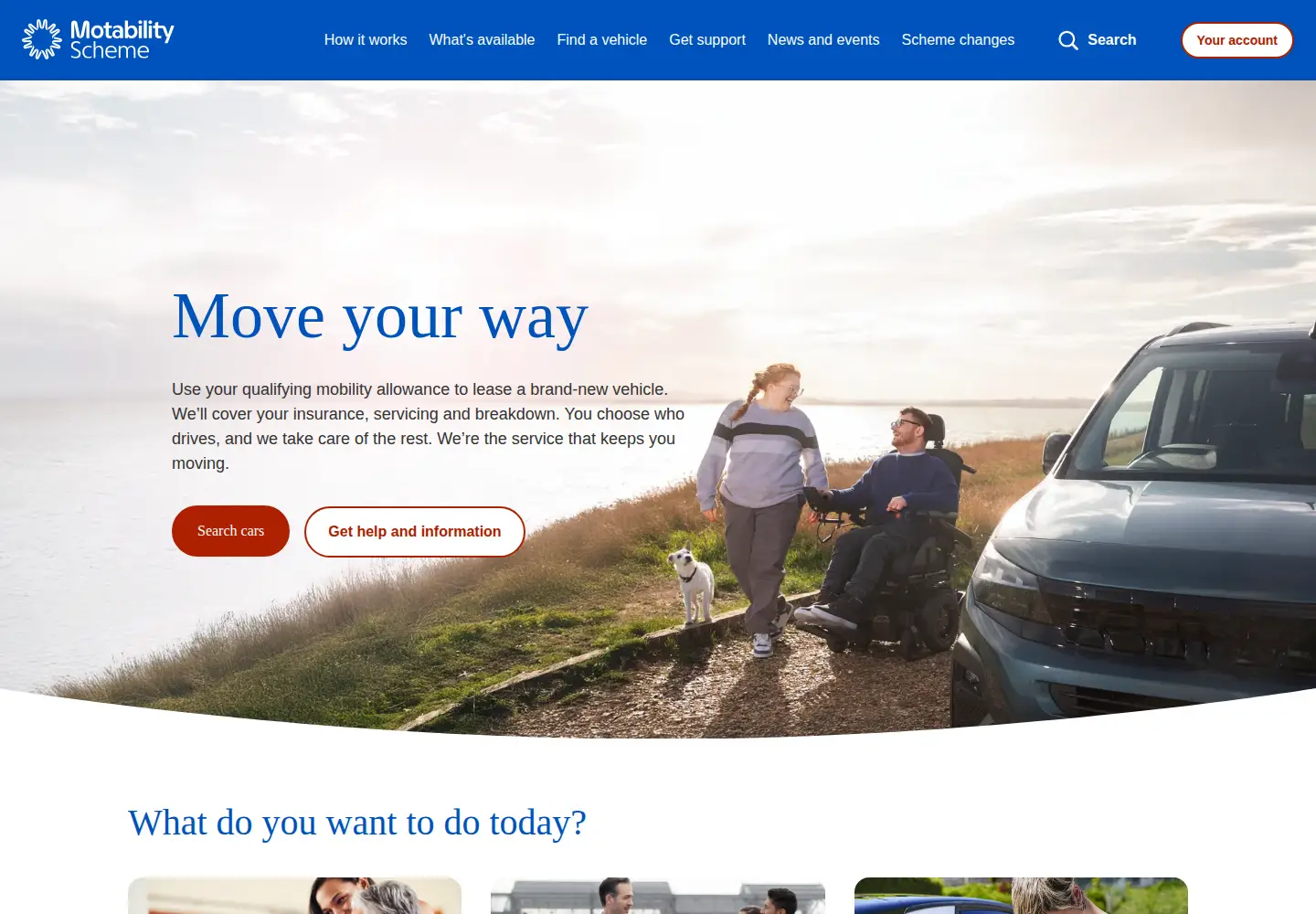 Captured homepage of motability.co.uk in the current scan