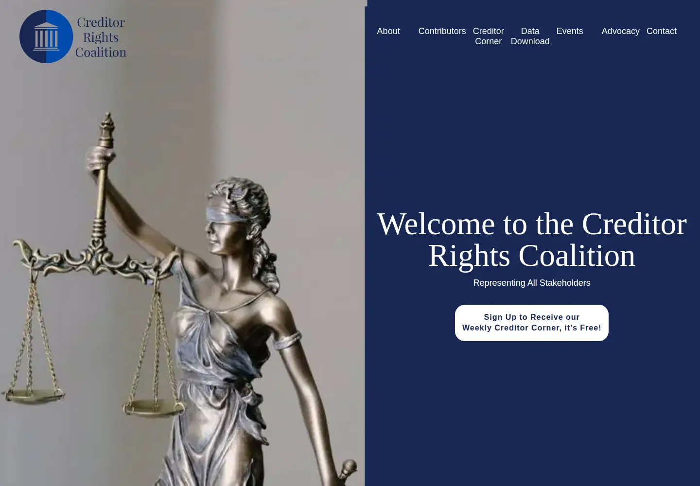 Captured homepage of creditorcoalition.org in the current scan