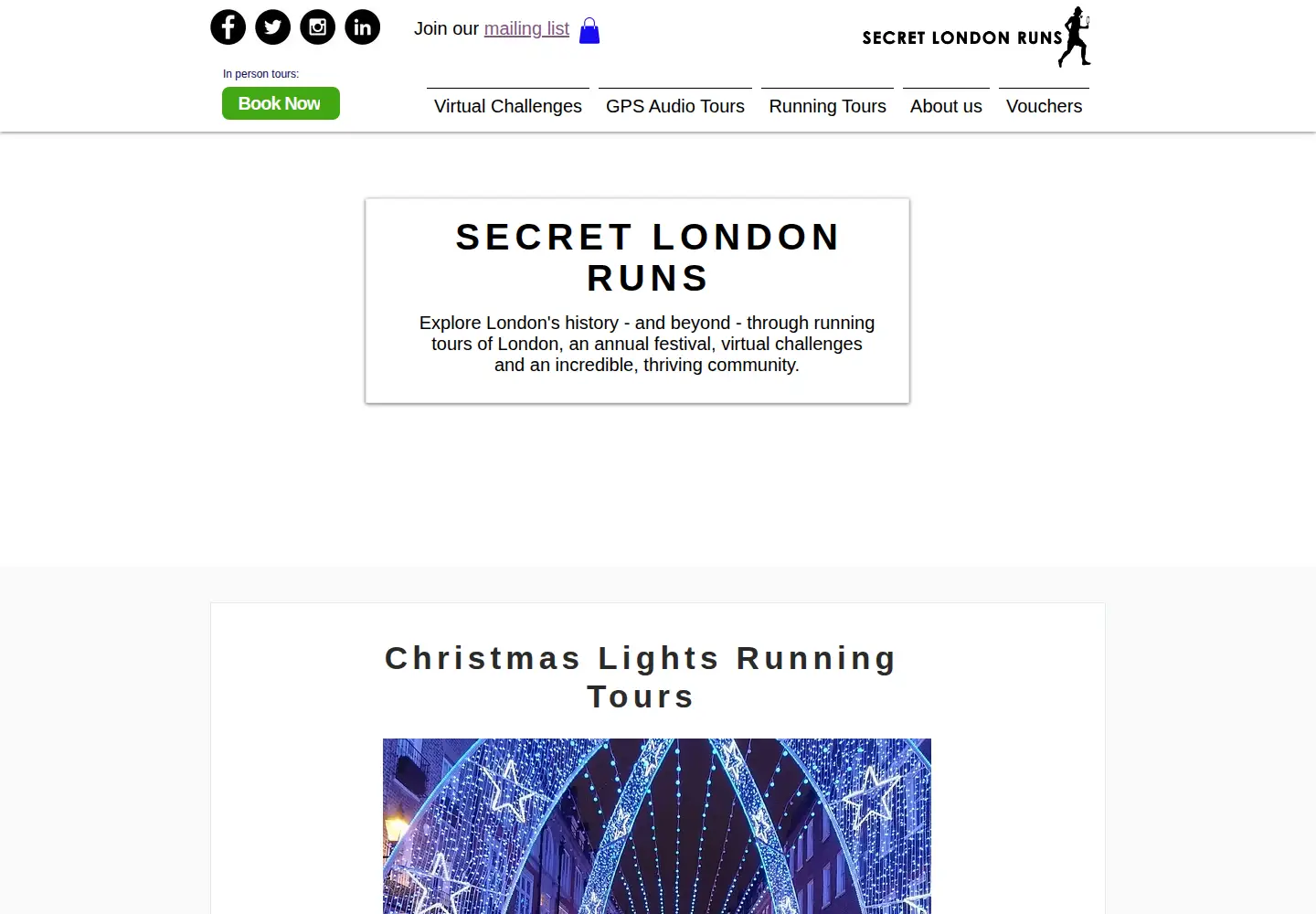 Captured homepage of secretlondonruns.com in the current scan