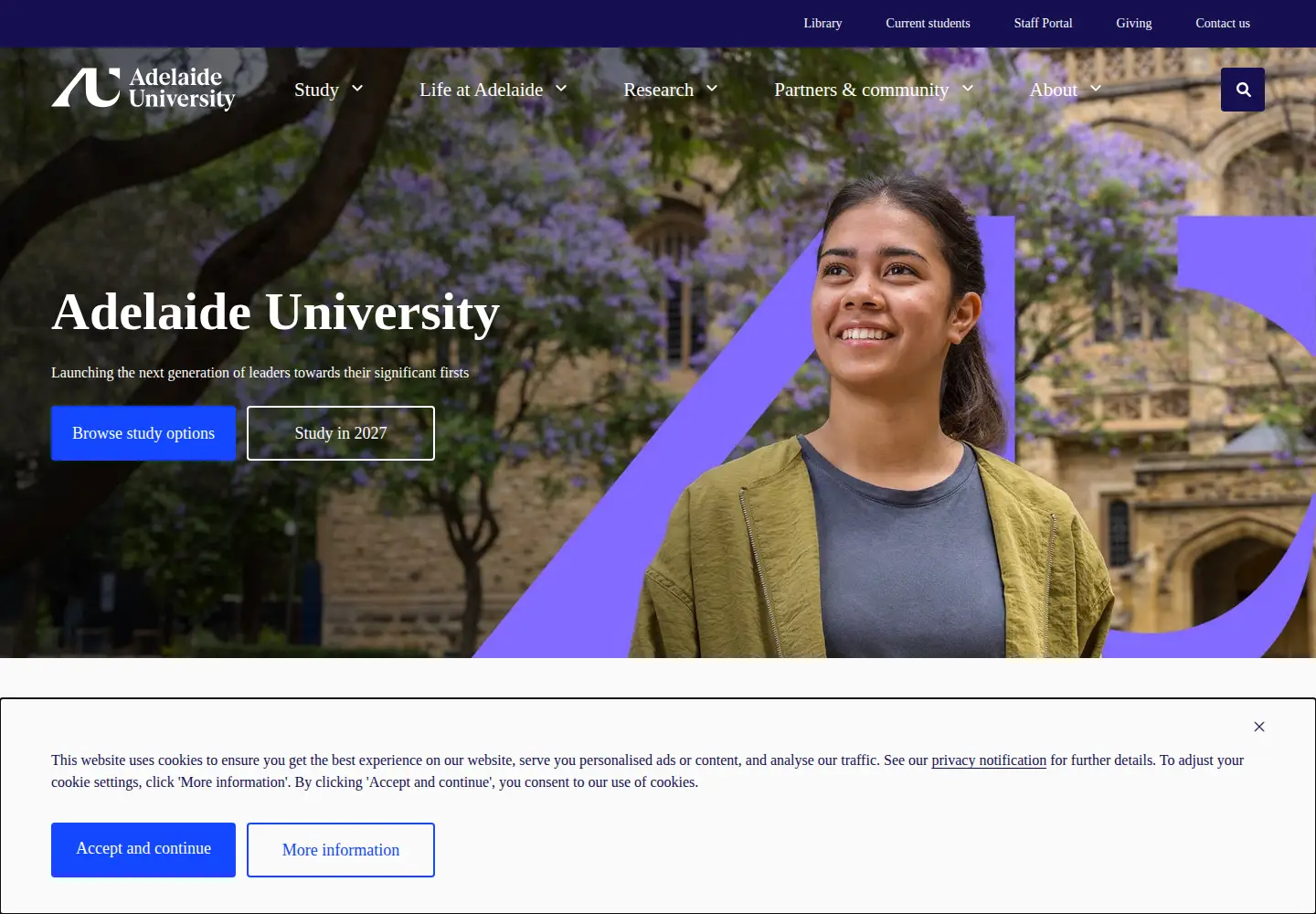 Screenshot of adelaideuni.edu.au