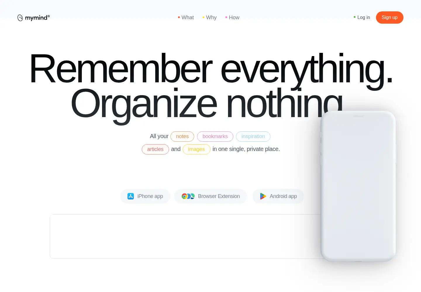 Screenshot of mymind.com