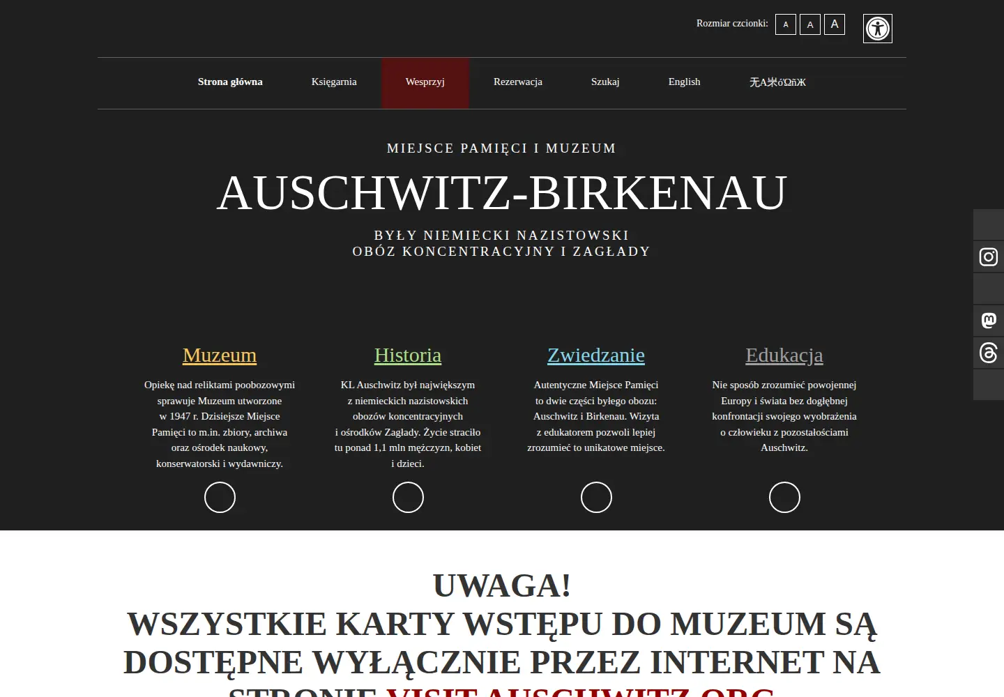 Screenshot of auschwitz.org