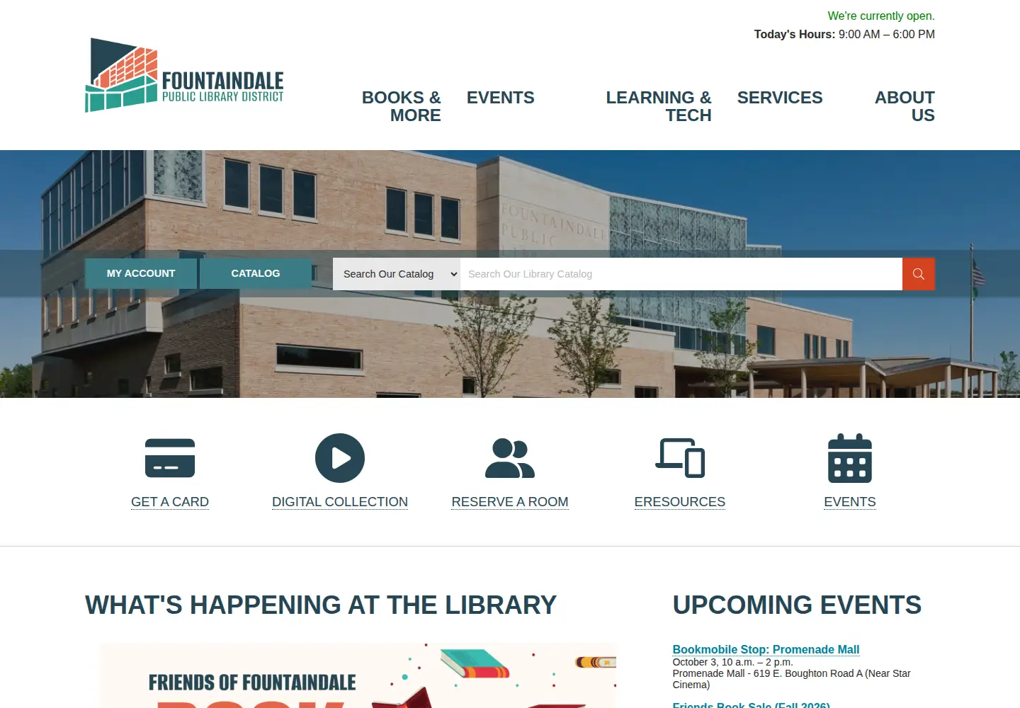 Captured homepage of fountaindale.org in the current scan