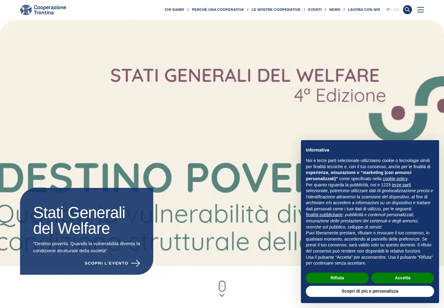 Captured homepage of cooperazionetrentina.it in the current scan