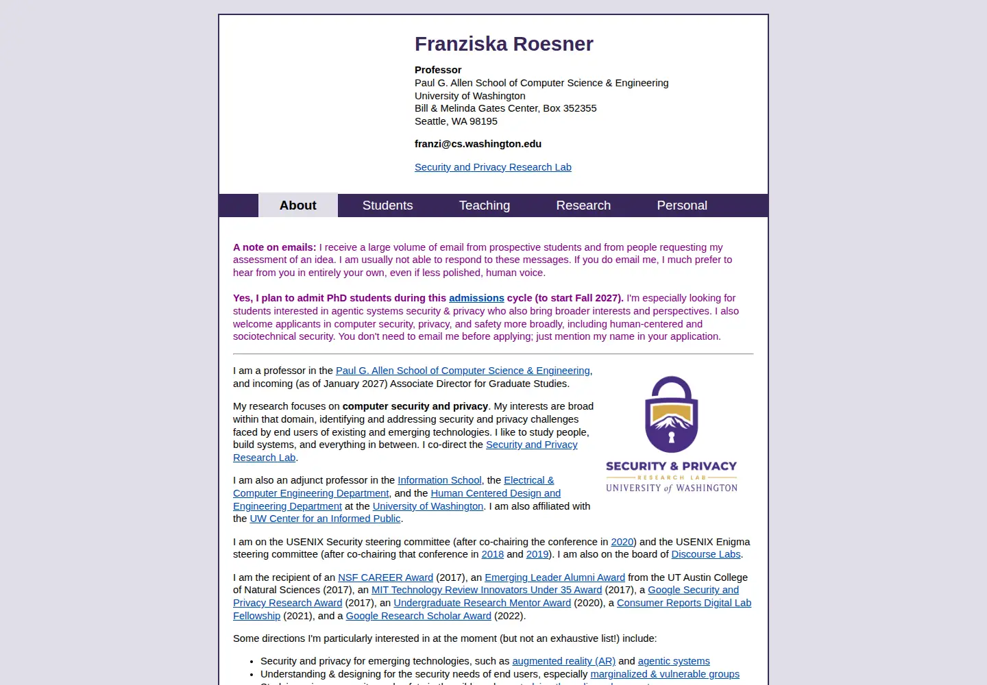 Screenshot of franziroesner.com