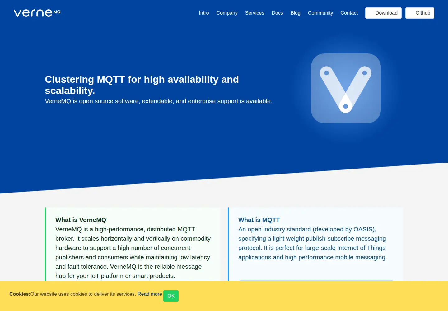 Captured homepage of vernemq.com in the current scan
