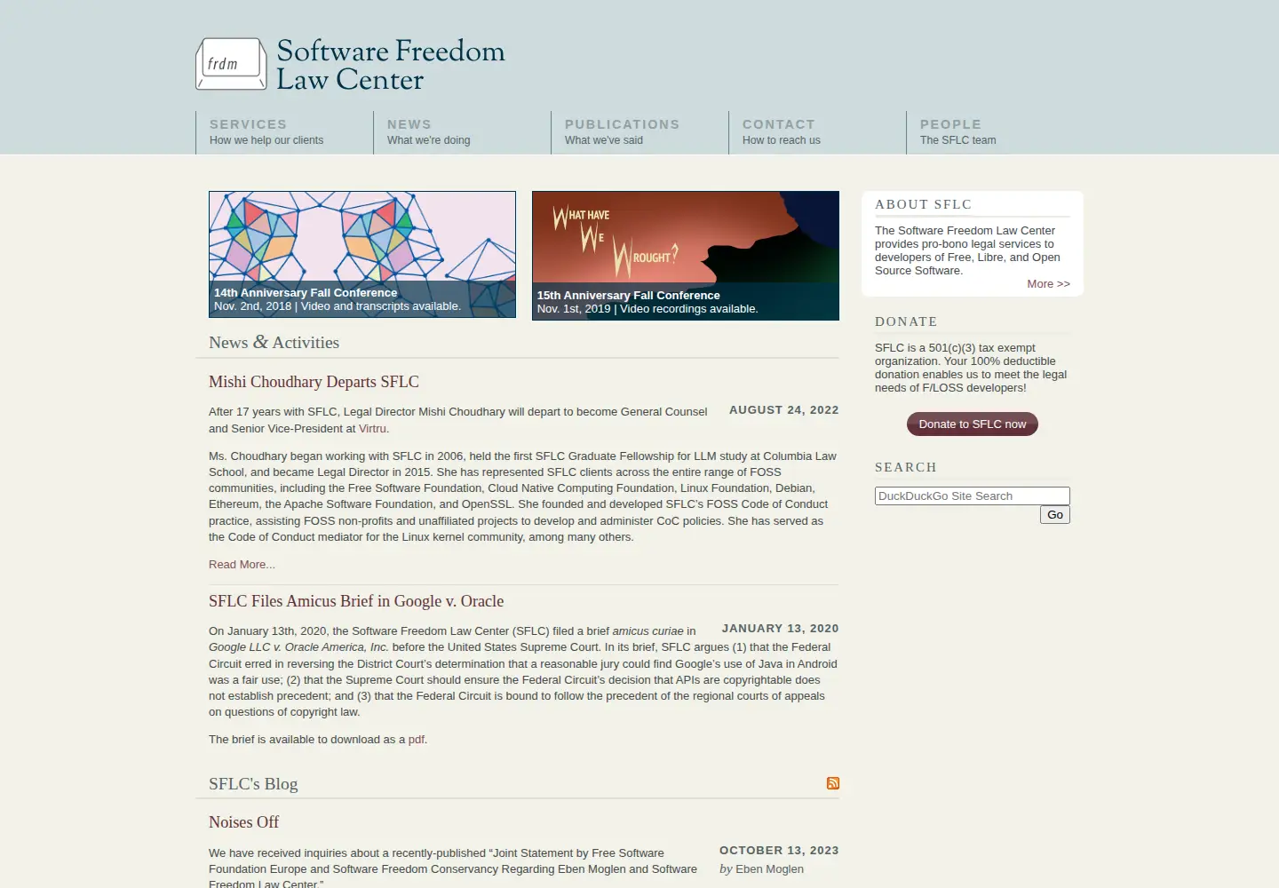 Screenshot of softwarefreedom.org