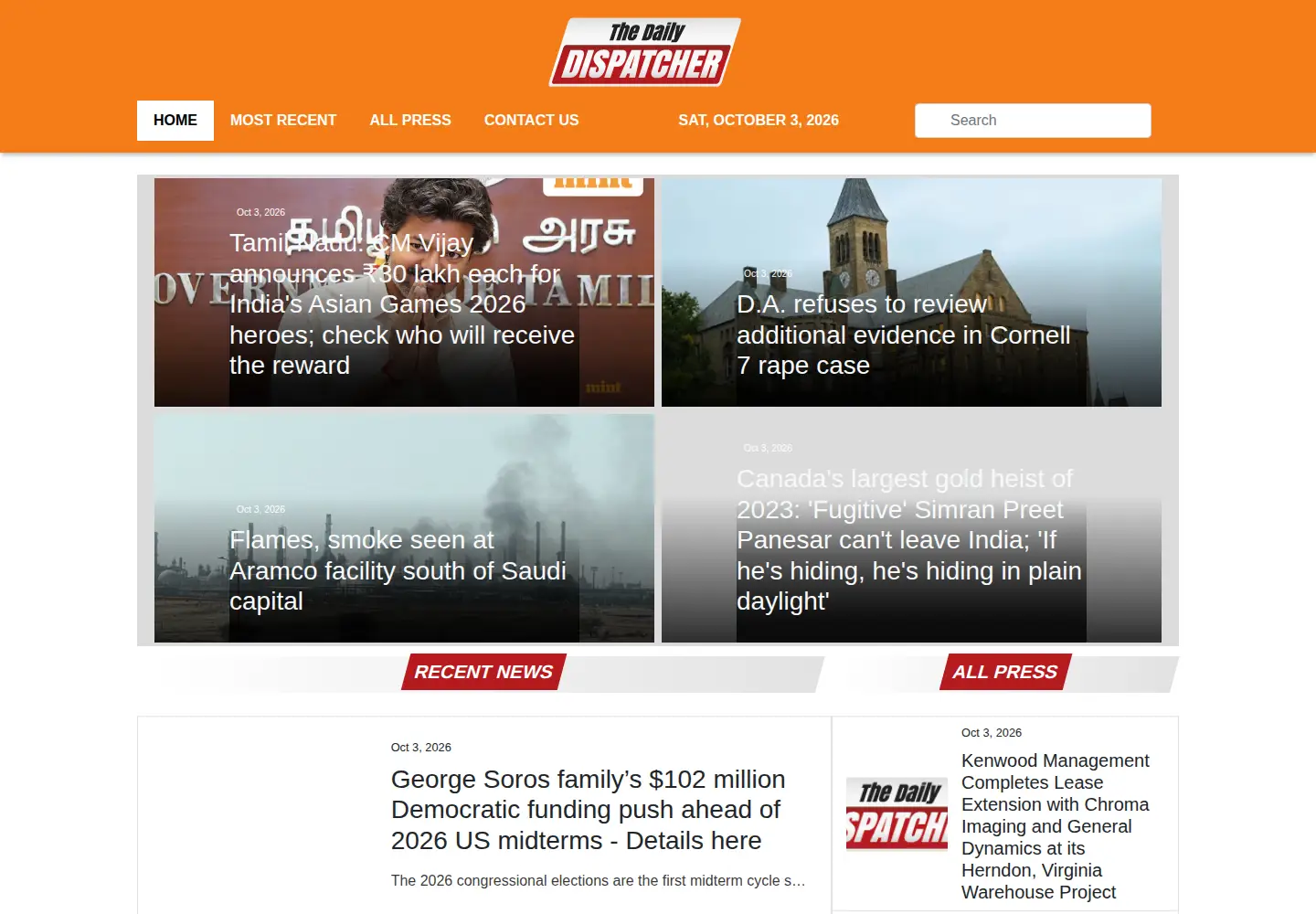 Screenshot of dailydispatcher.com