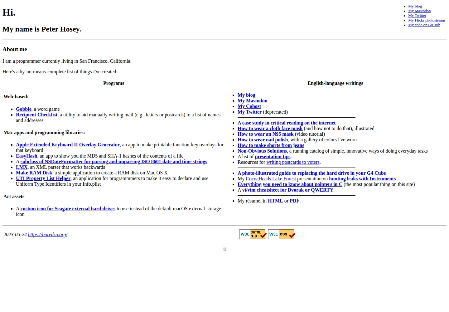 Screenshot of boredzo.org