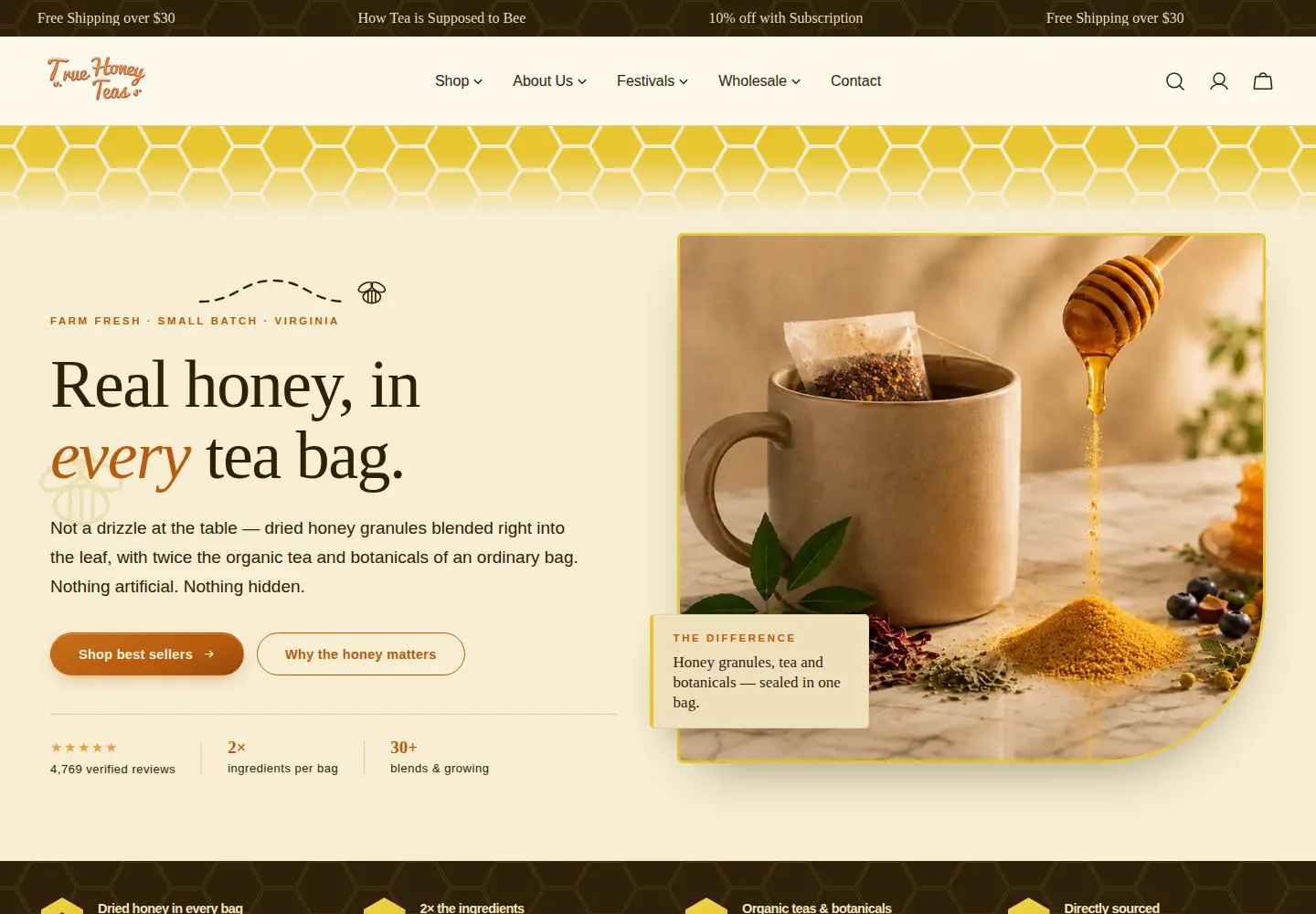 Screenshot of truehoneyteas.com