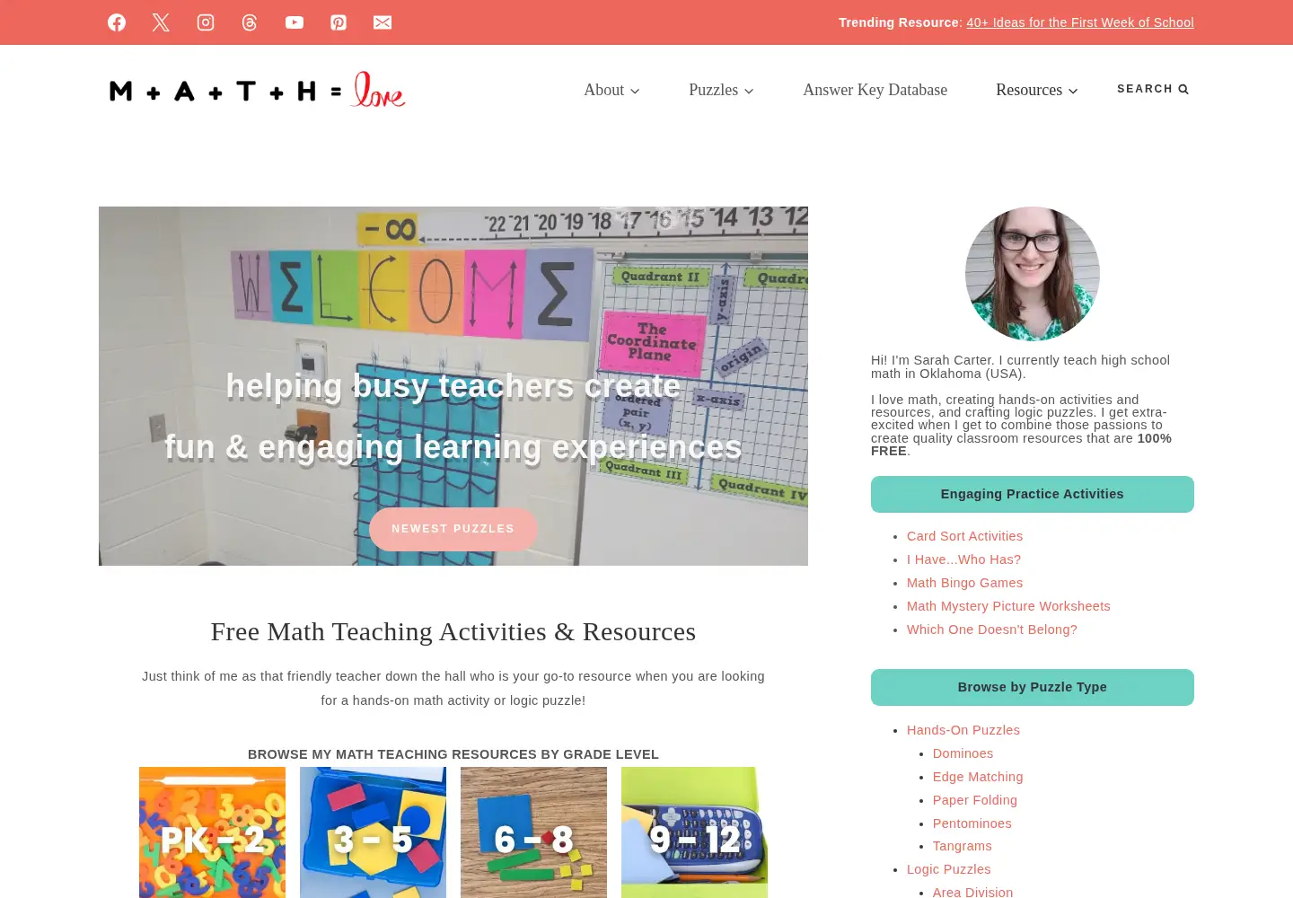 Screenshot of mathequalslove.net