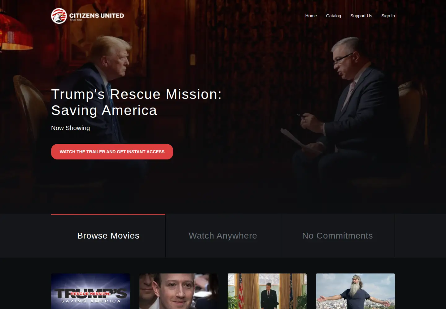 Screenshot of citizensunitedmovies.com