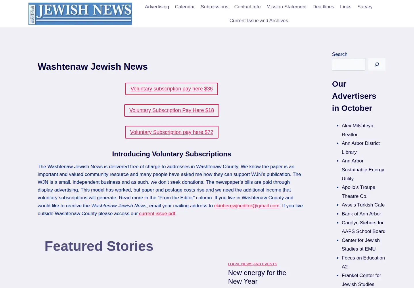 Screenshot of washtenawjewishnews.org