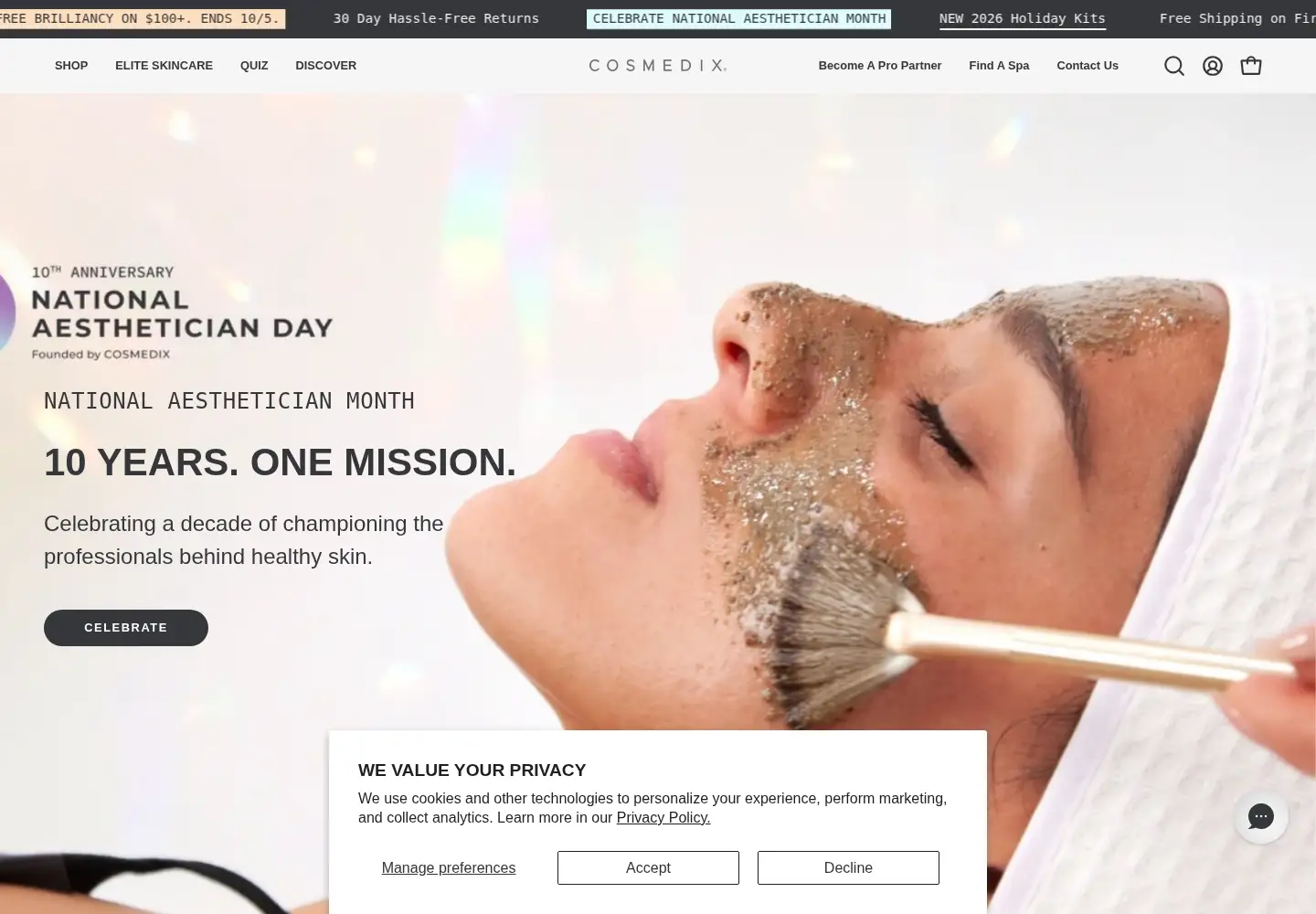 Captured homepage of cosmedix.com in the current scan