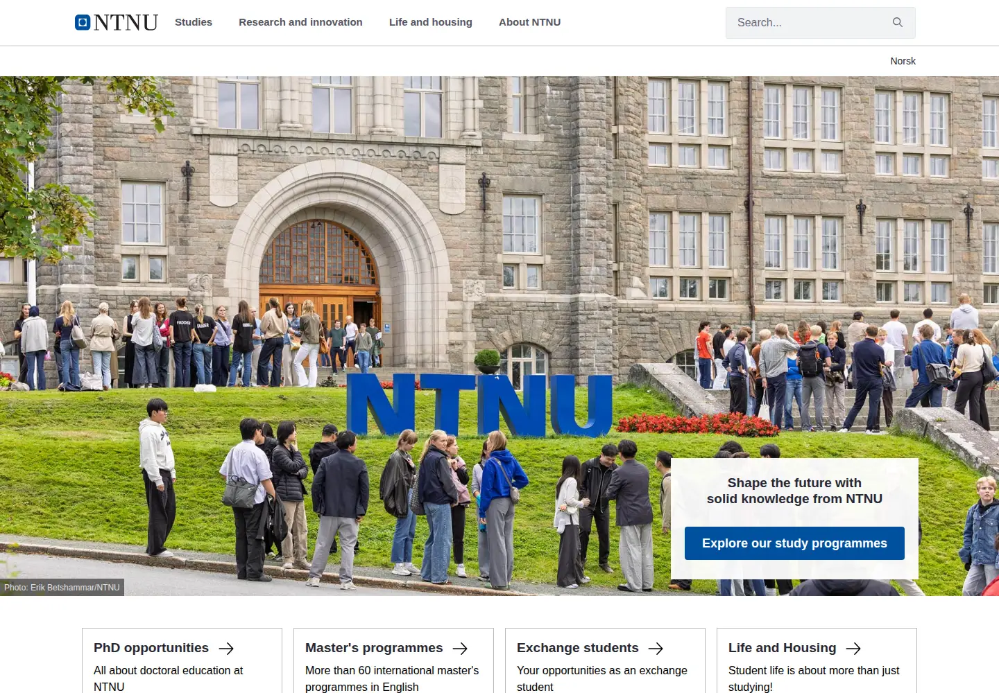 Screenshot of ntnu.edu