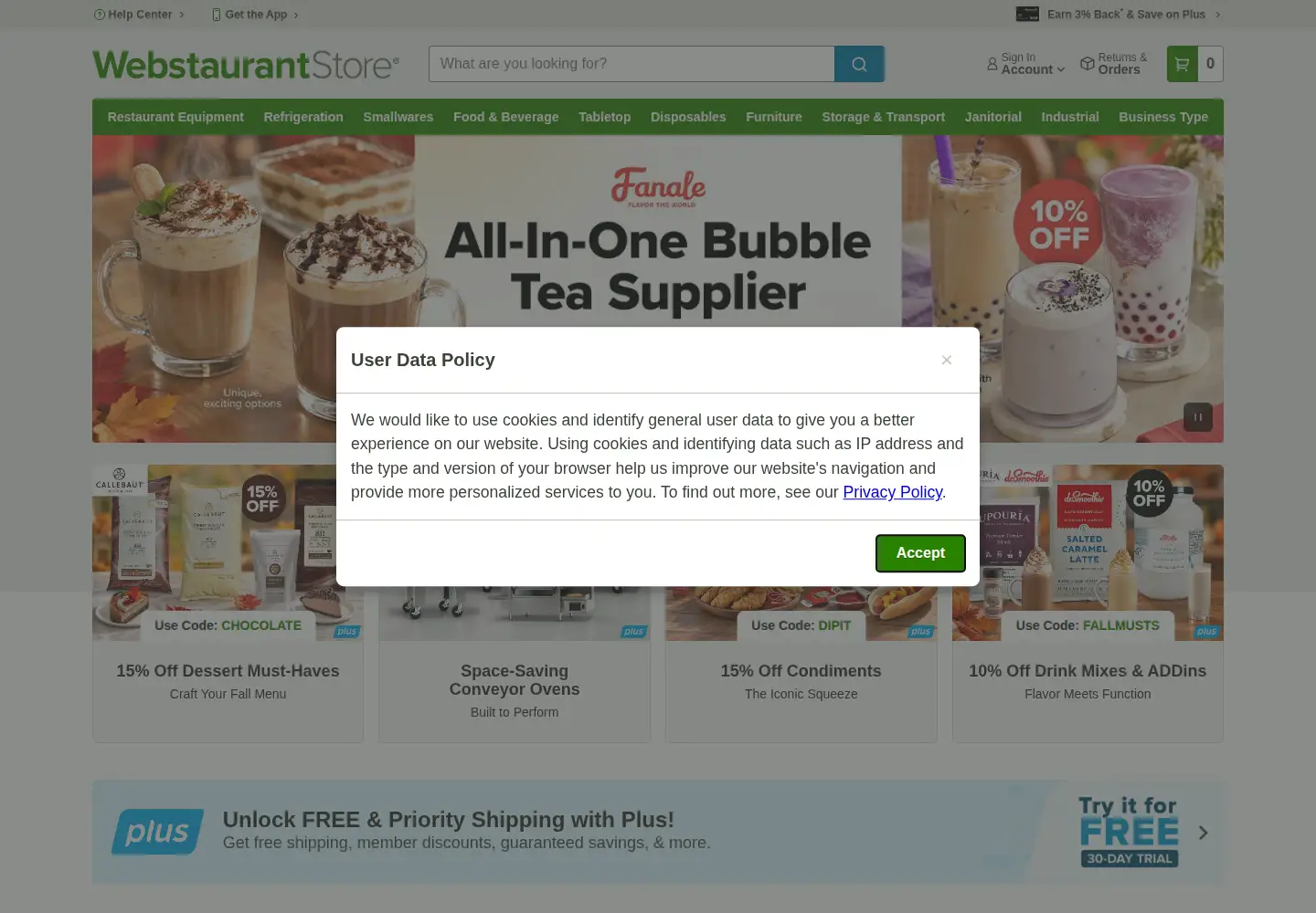 Screenshot of webstaurantstore.com