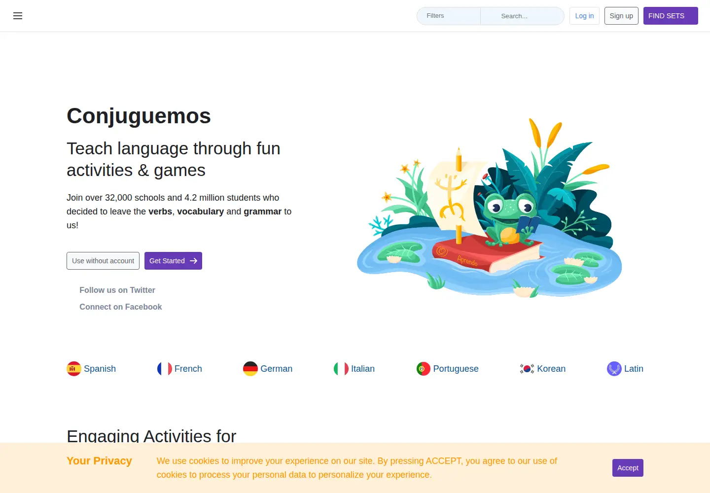 Captured homepage of conjuguemos.com in the current scan