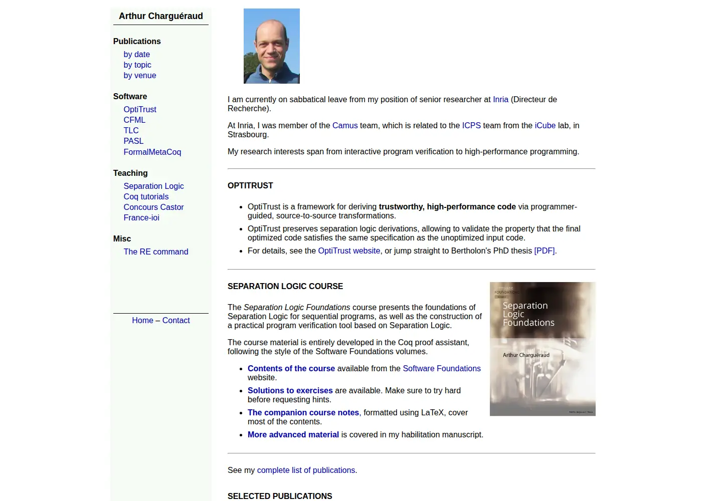 Captured homepage of chargueraud.org in the current scan