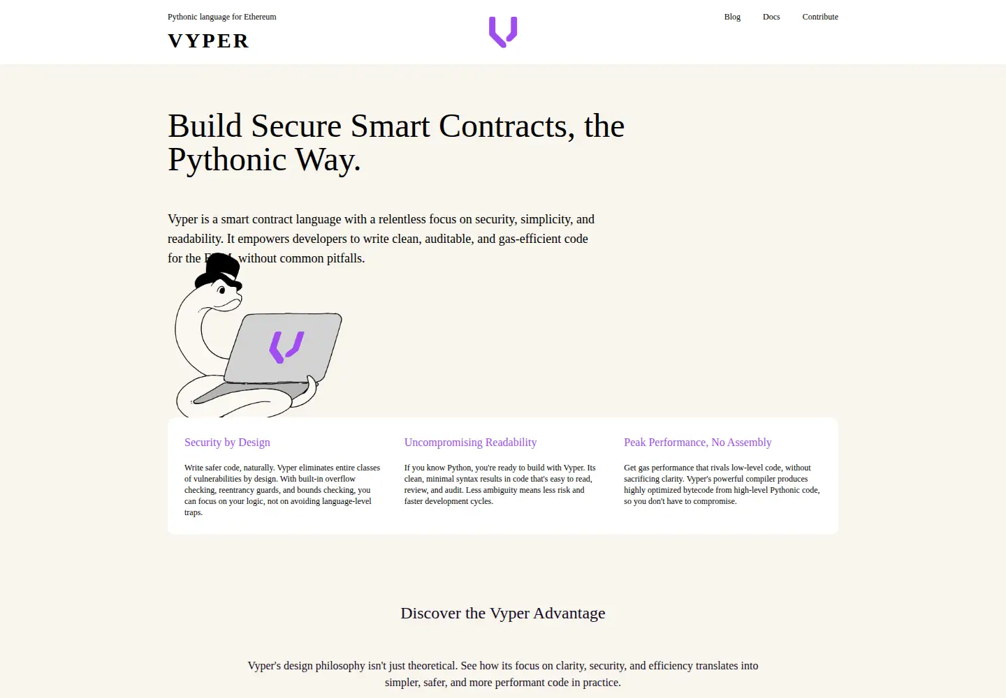 Captured homepage of vyperlang.org in the current scan