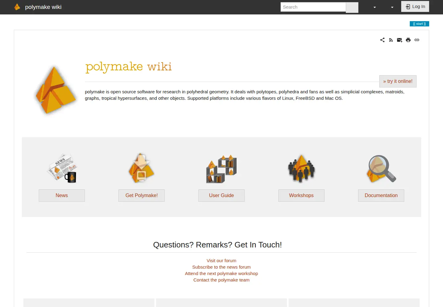 Captured homepage of polymake.org in the current scan