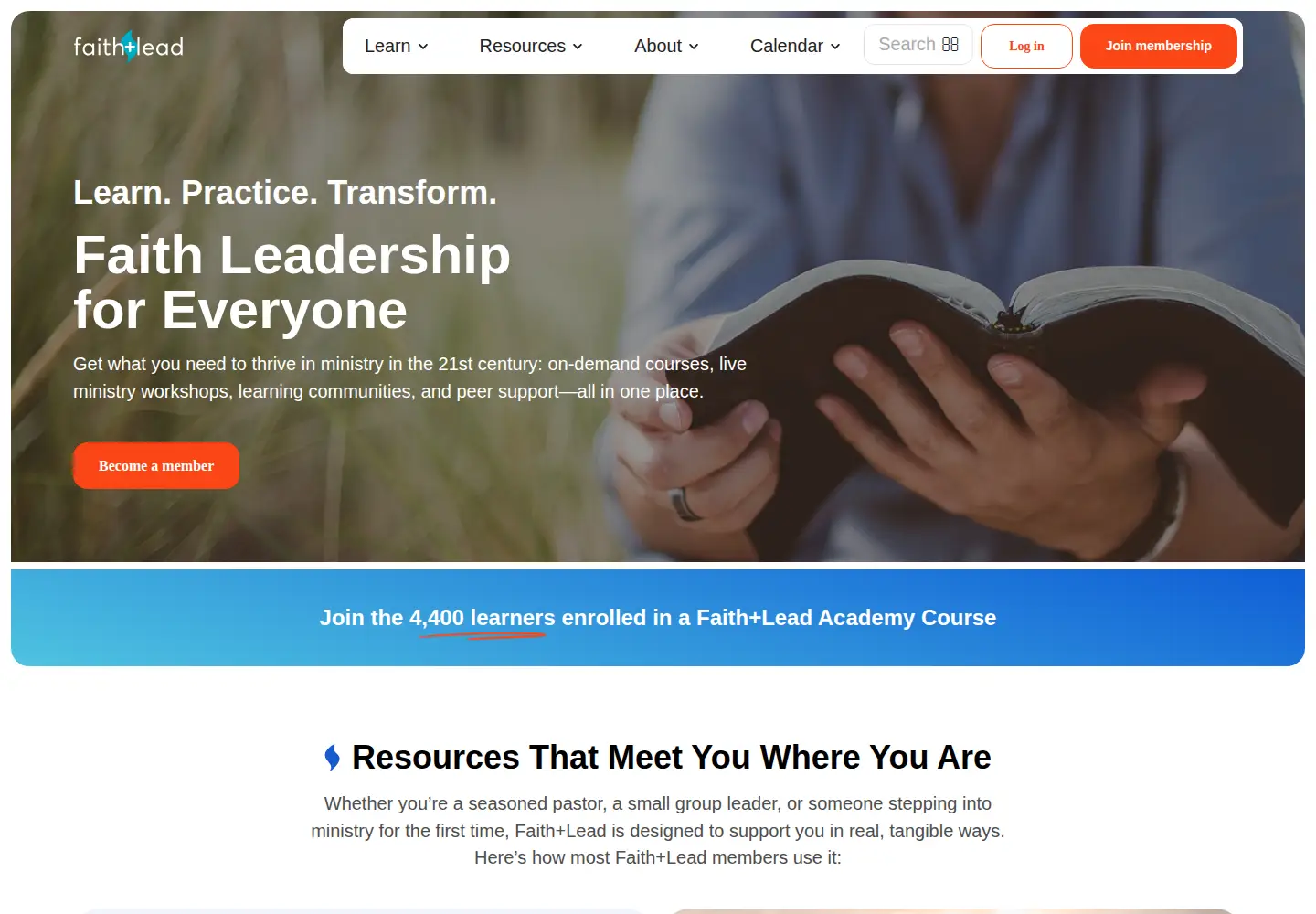 Screenshot of faithlead.org