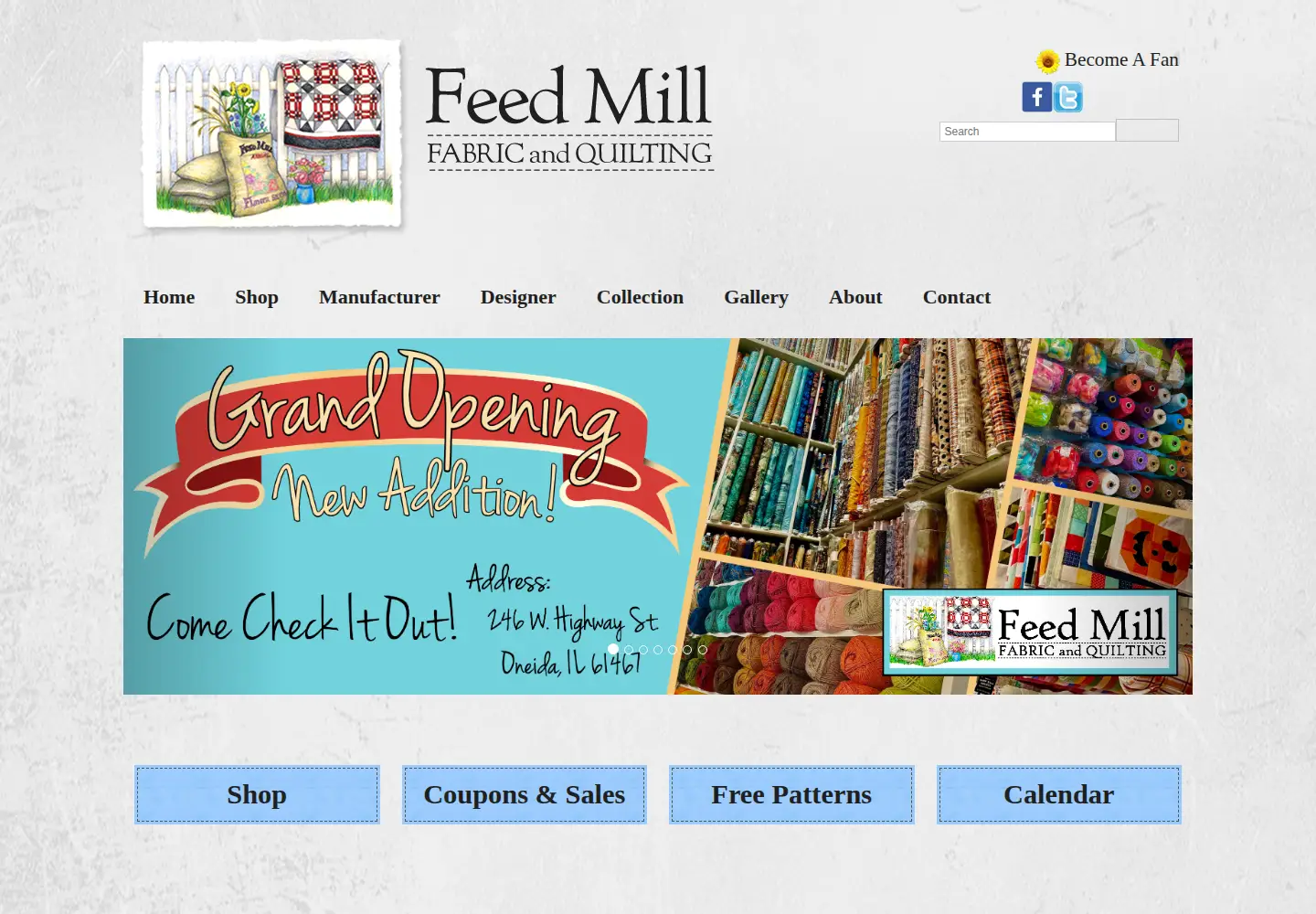 Captured homepage of feedmillfabricandquilting.com in the current scan
