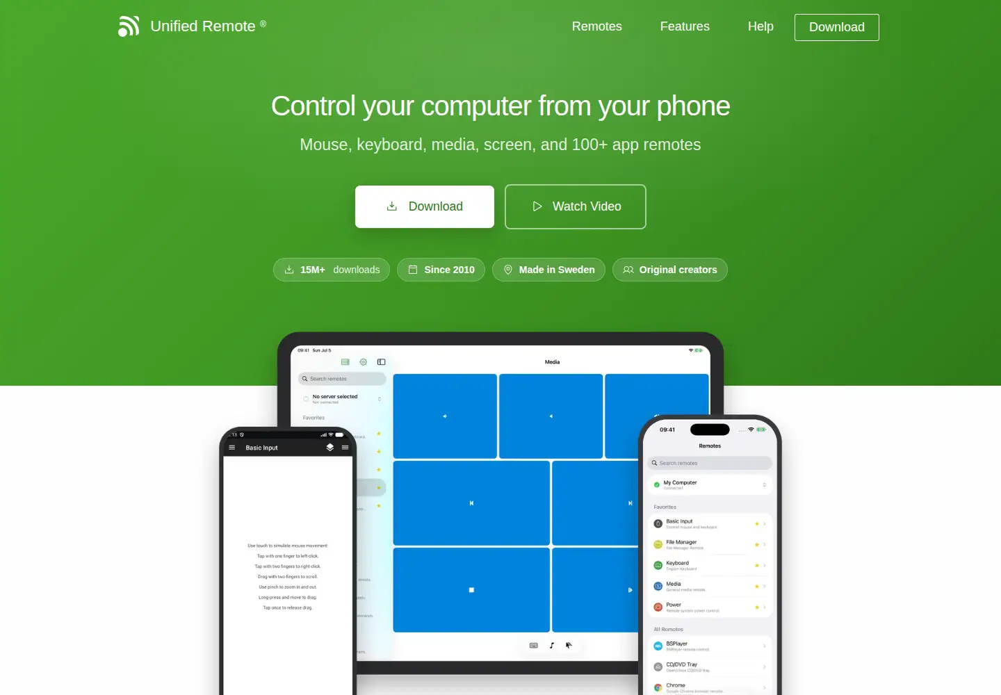 Captured homepage of unifiedremote.com in the current scan