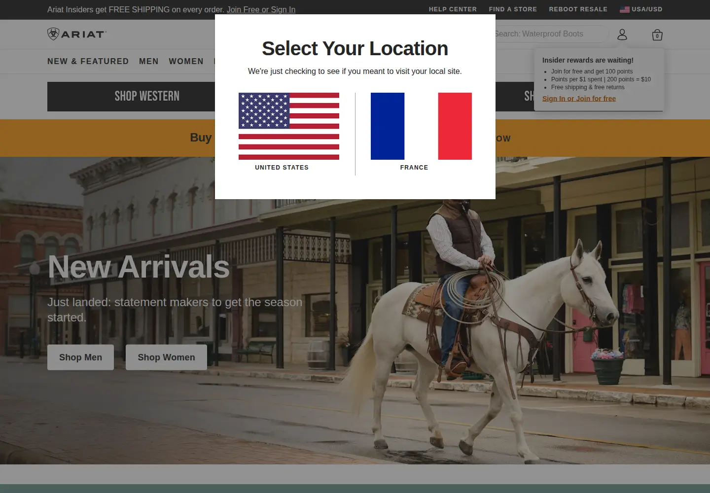 Screenshot of ariat.com