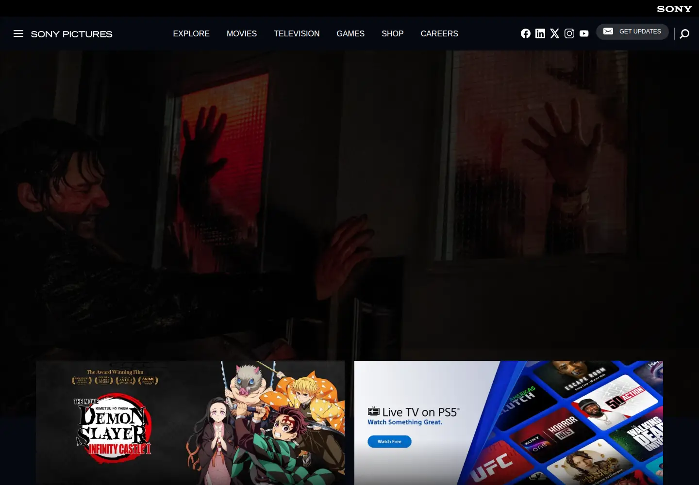 Captured homepage of sonypictures.com in the current scan
