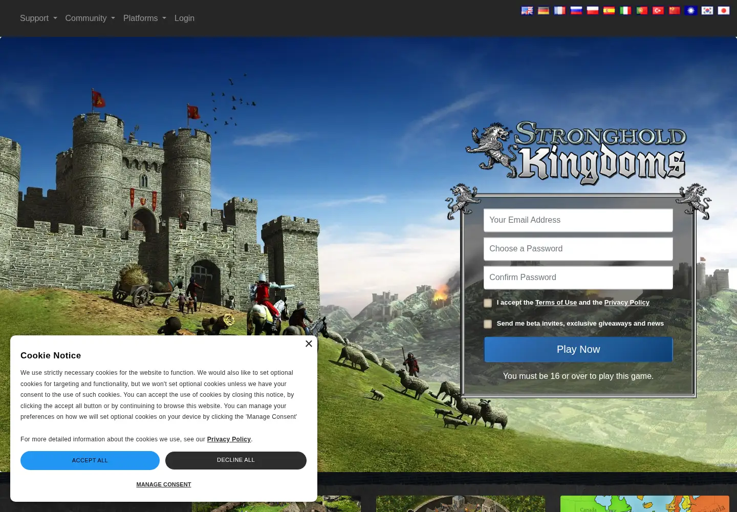 Captured homepage of strongholdkingdoms.com in the current scan