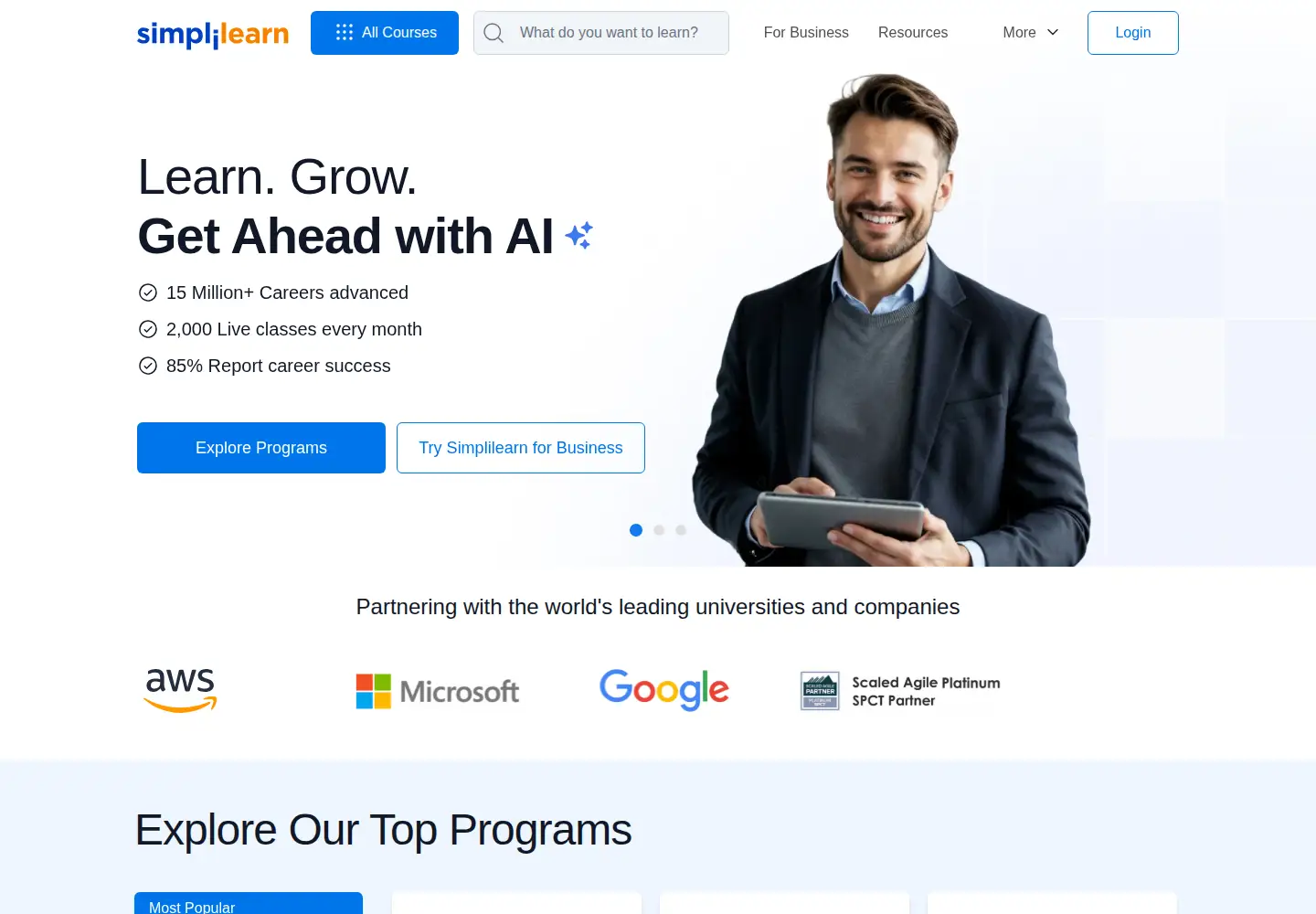 Screenshot of simplilearn.com