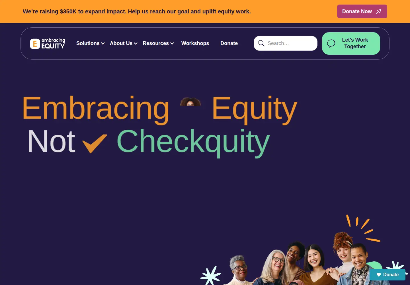 Captured homepage of embracingequity.org in the current scan