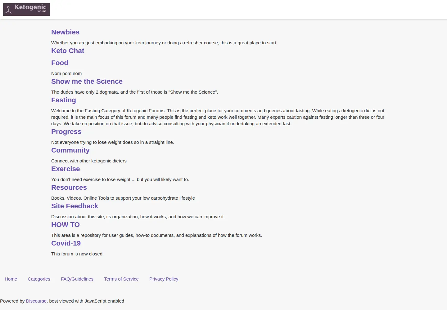 Captured homepage of ketogenicforums.com in the current scan