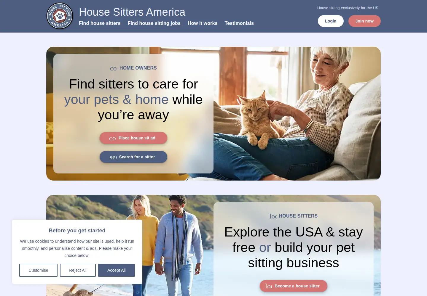 Screenshot of housesittersamerica.com