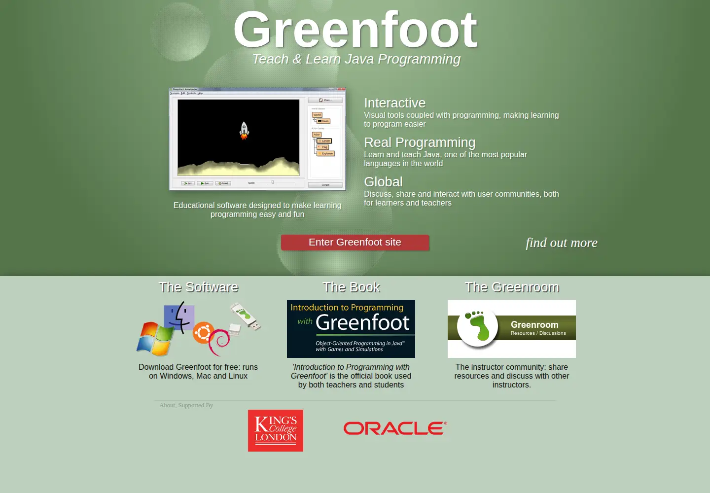 Screenshot of greenfoot.org