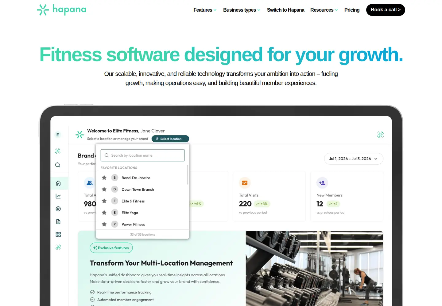 Screenshot of hapana.com