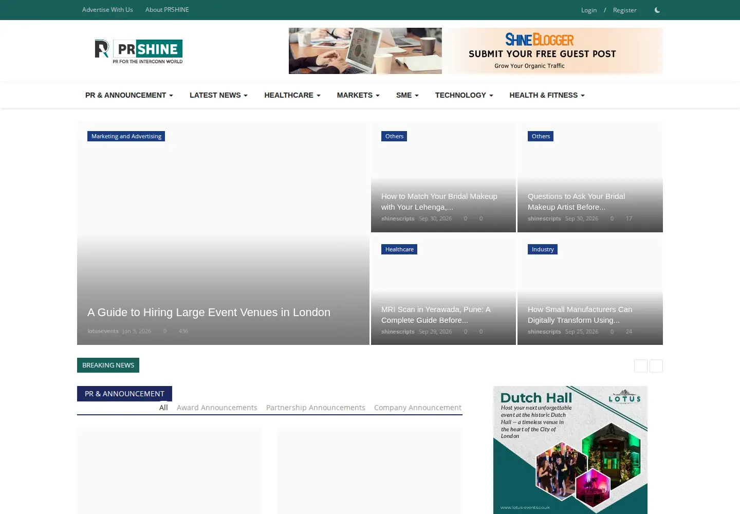 Screenshot of prshine.com