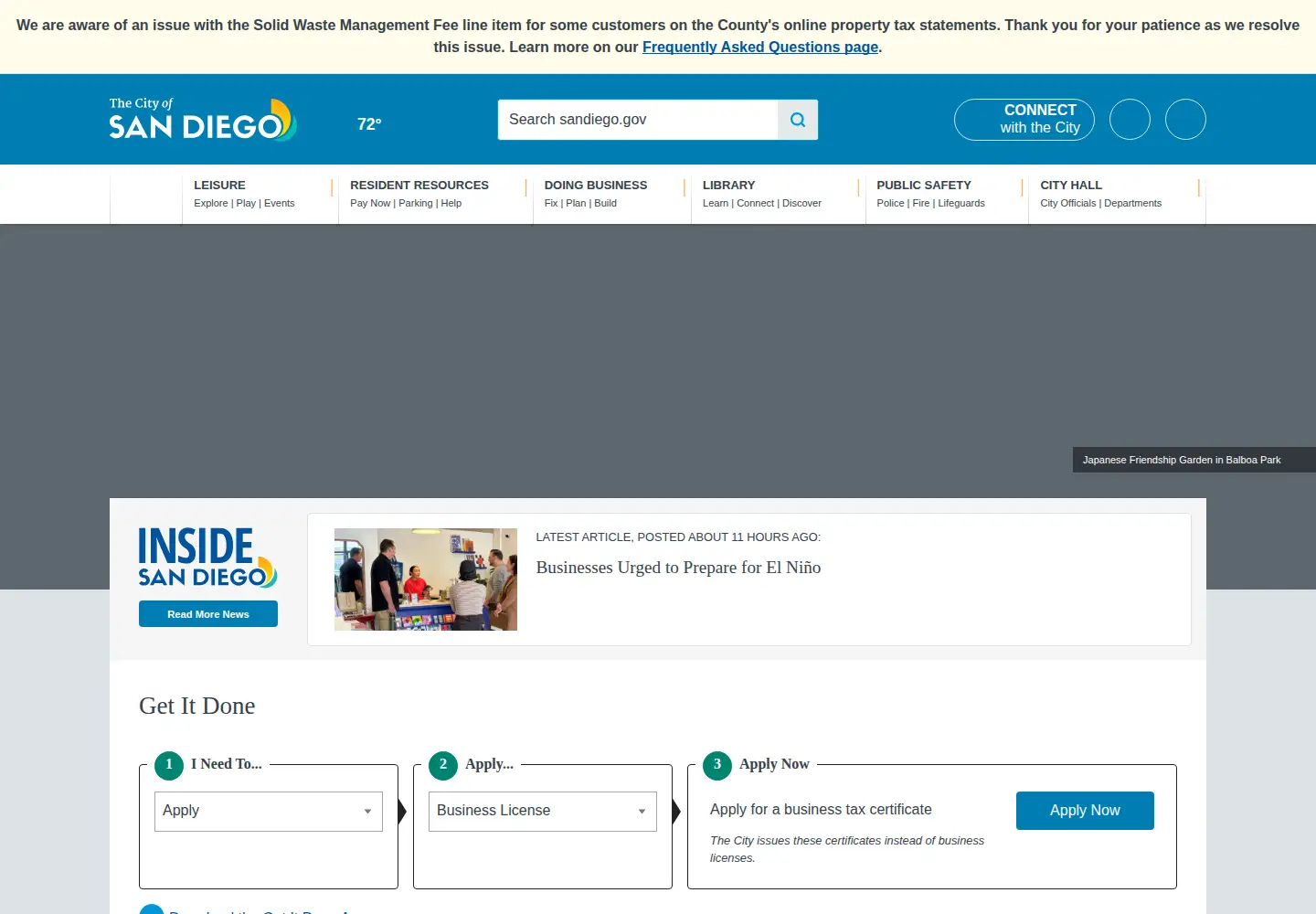 Screenshot of sandiego.gov