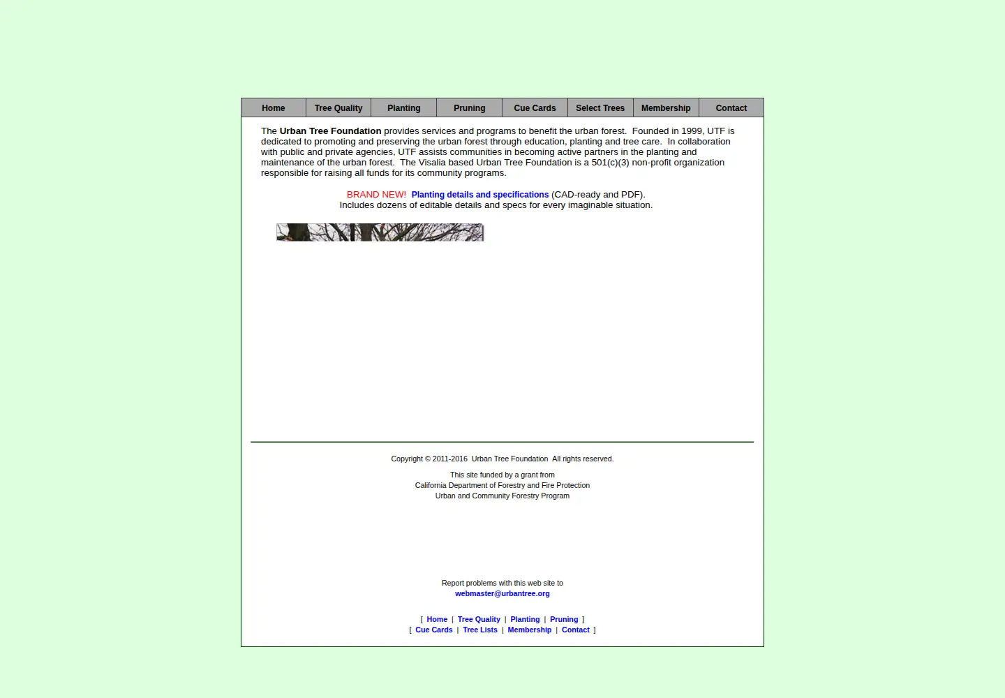 Captured homepage of urbantree.org in the current scan