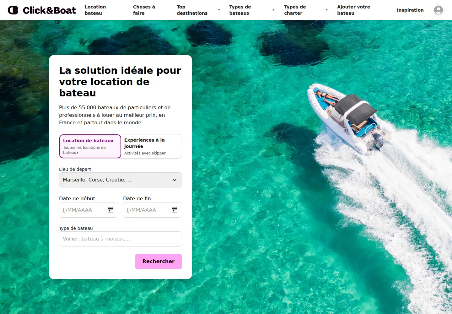 Captured homepage of clickandboat.com in the current scan