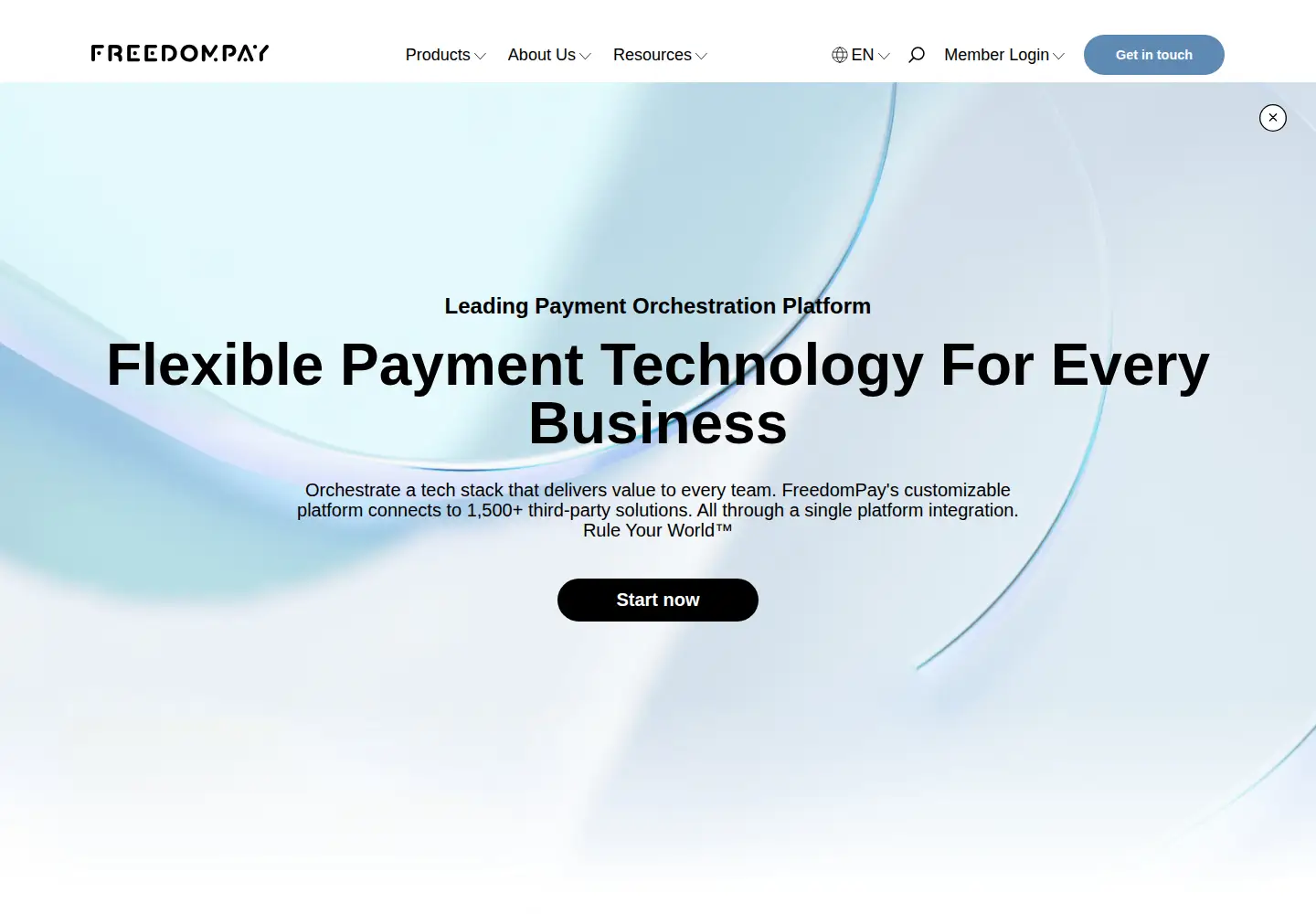 Captured homepage of freedompay.com in the current scan