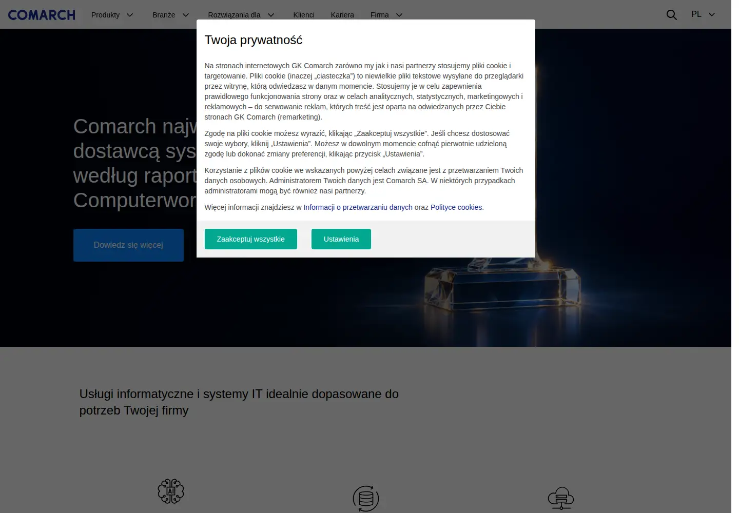 Screenshot of comarch.pl
